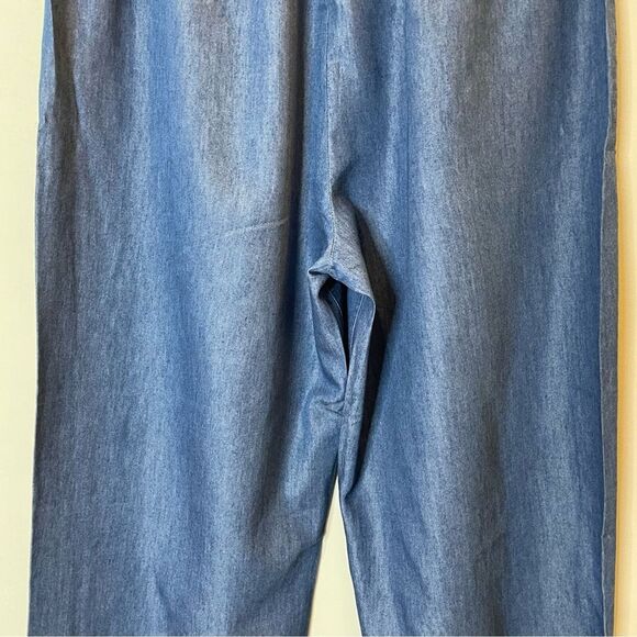 Whistles Lucy Chambray Barrel Trouser Tapered Pants Trip Cotton Blue 12 US NWT - Picture 9 of 13